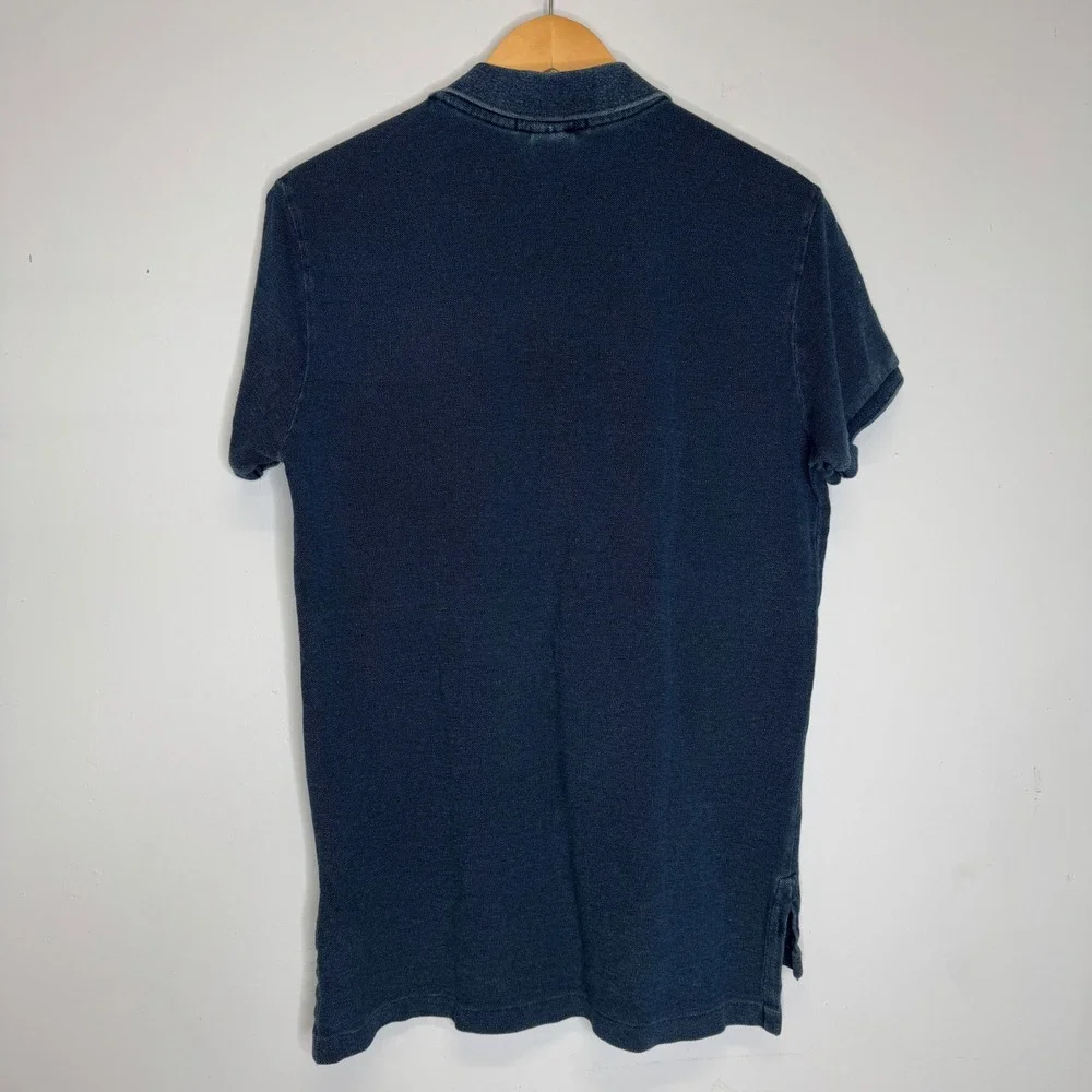 Polo Ralph Lauren Mens Custom Fit Navy Blue Cotton Pique Polo Shirt Size M